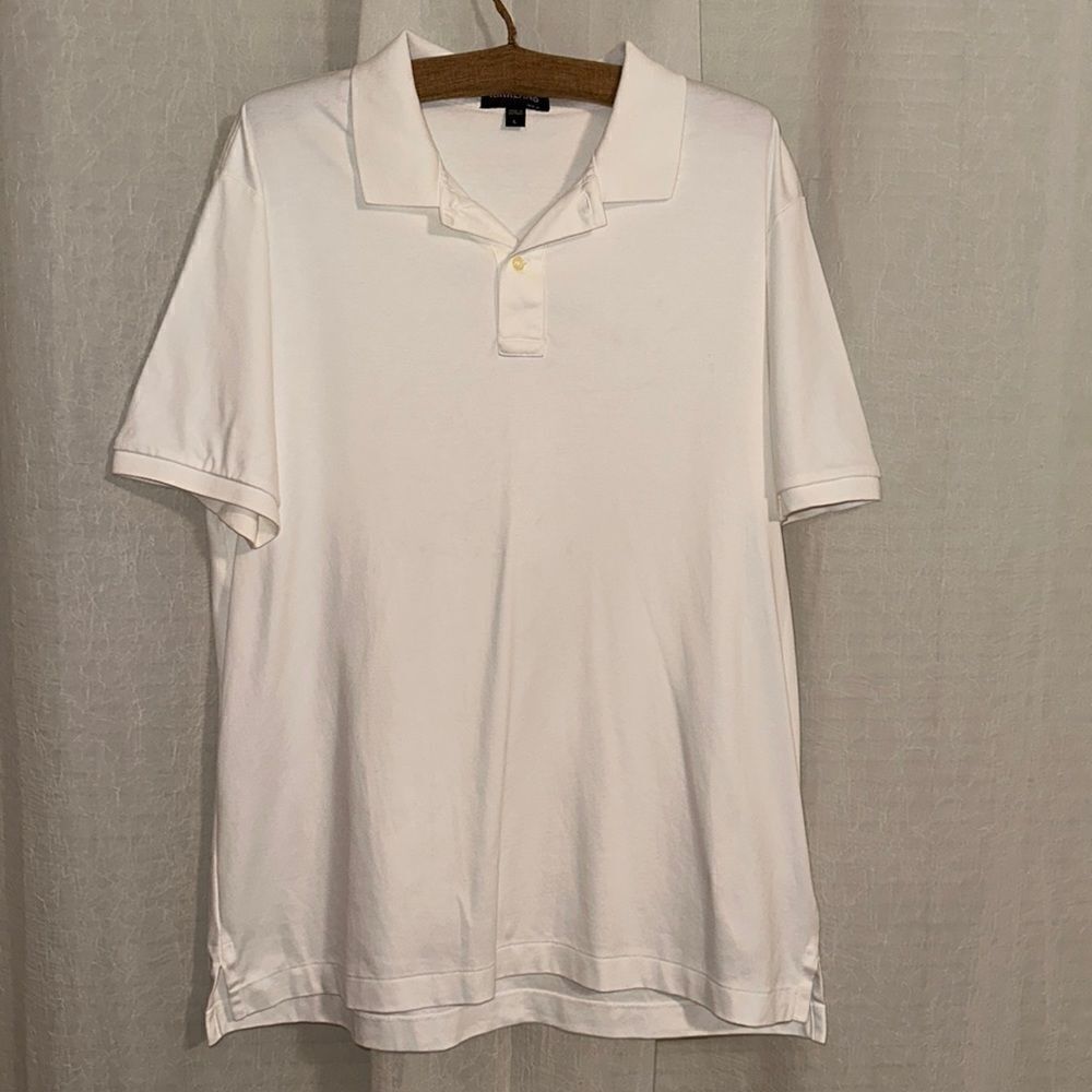Kirkland L Signature Cotton White Short Sleeve Polo